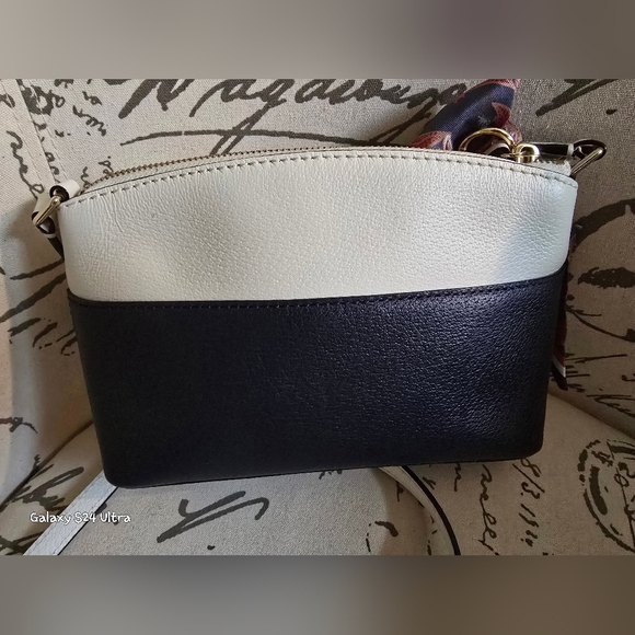 Kate Spade Grove Street Millie Navy/White Leather Crossbody Bag w/Charm & Scarf - Picture 7 of 13